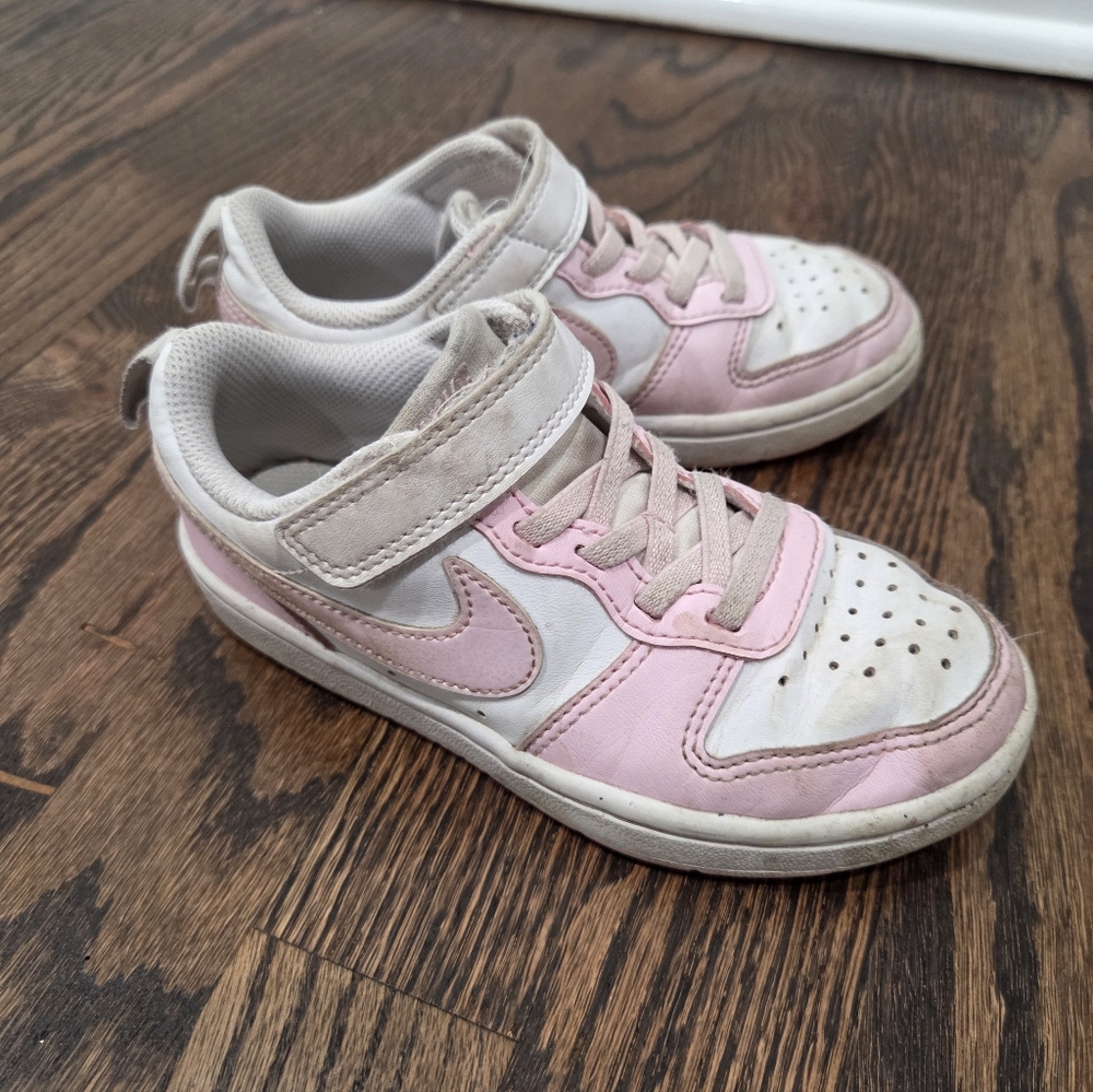 Kids Pink and White Nike Sneakers 11c